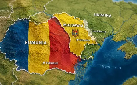 Mapa pokazuje, gdzie jest Mołdawia, obok Rumunii i Ukrainy, nad Morzem Czarnym.