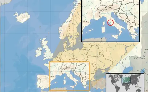Mapa Europy z zaznaczonym Rzymem i Watykanem. Gdzie jest Watykan? Włochy, w obrębie Rzymu.