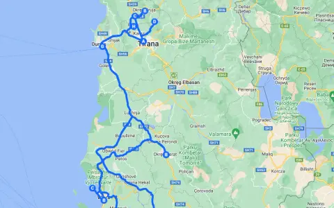 Trasa samochodowa przez malownicze **albania miasta**: Durrës, Tirana, Elbasan, Berat, Kuçova, Fier, Lushnja, Vlora.