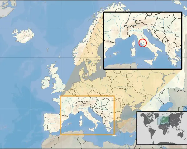 Mapa Europy z zaznaczonym Rzymem i Watykanem. Gdzie jest Watykan? Włochy, w obrębie Rzymu.