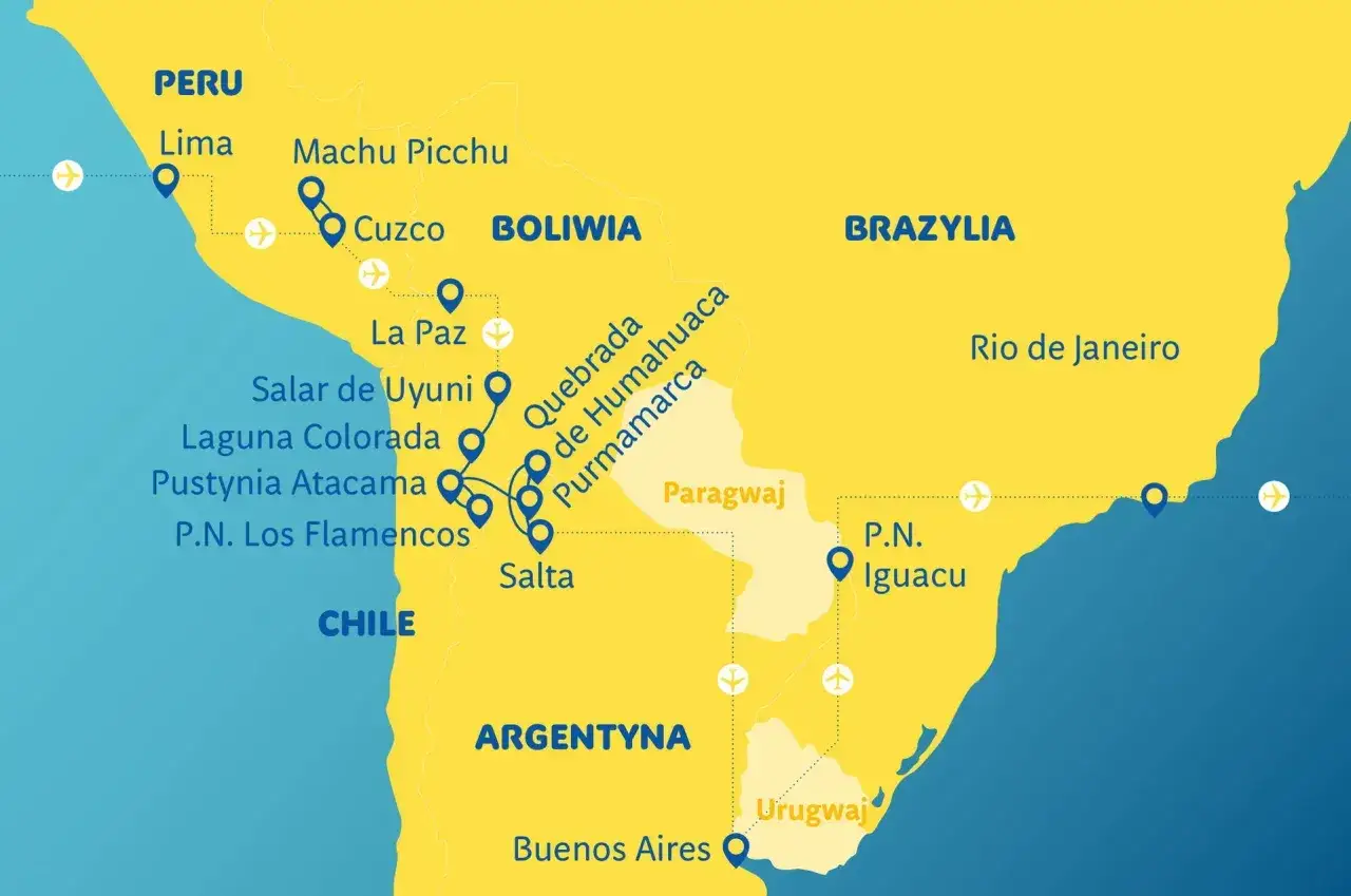 Mapa pokazuje, gdzie leży Paragwaj, między Boliwią, Argentyną i Brazylią, blisko wodospadów Iguacu.